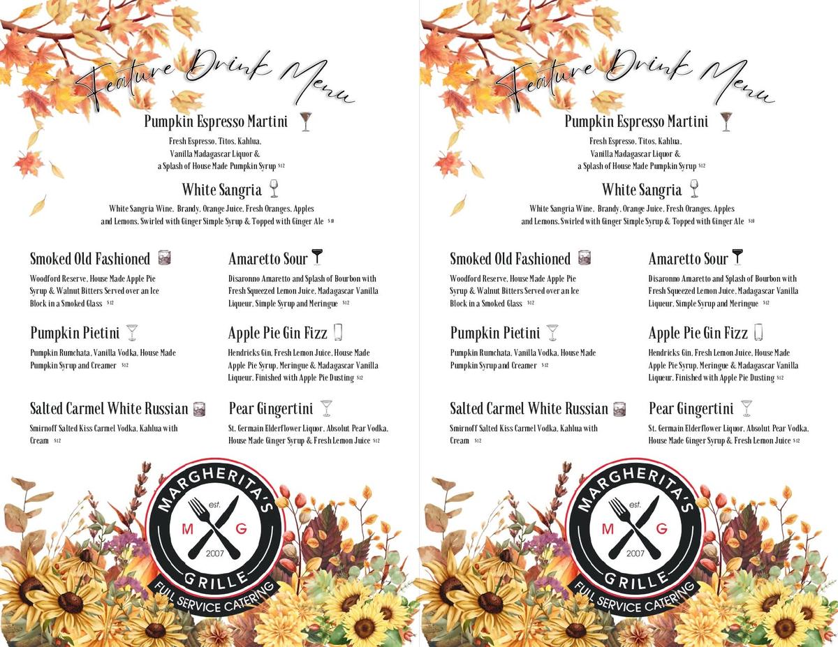 Fall Cocktail Menu