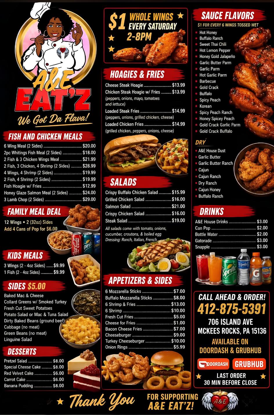 A&E Eat'z Full Menu