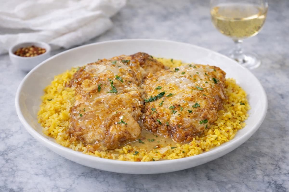 Chicken Francese (over Rice)